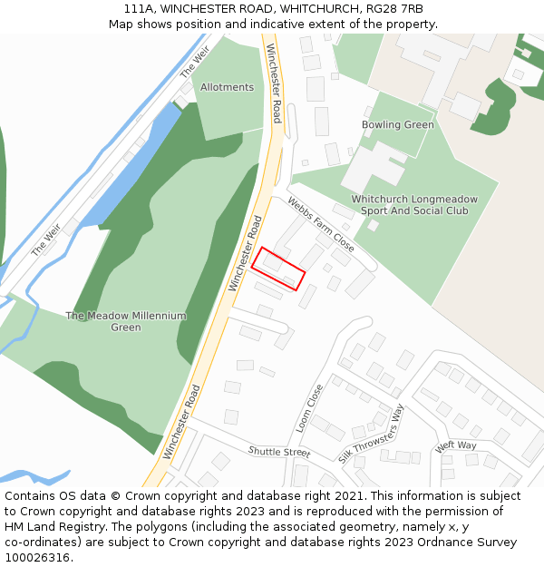 111A, WINCHESTER ROAD, WHITCHURCH, RG28 7RB: Location map and indicative extent of plot