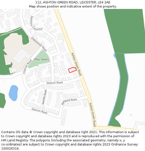 112, ASHTON GREEN ROAD, LEICESTER, LE4 2AE: Location map and indicative extent of plot