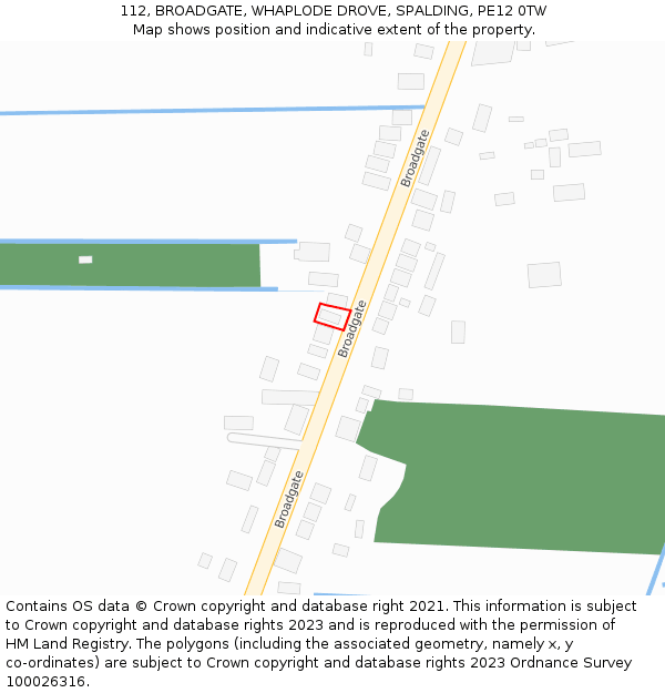 112, BROADGATE, WHAPLODE DROVE, SPALDING, PE12 0TW: Location map and indicative extent of plot