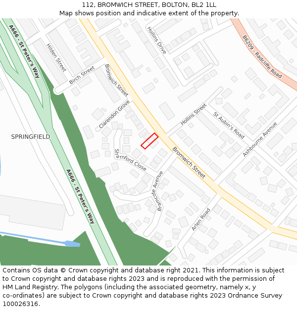 112, BROMWICH STREET, BOLTON, BL2 1LL: Location map and indicative extent of plot