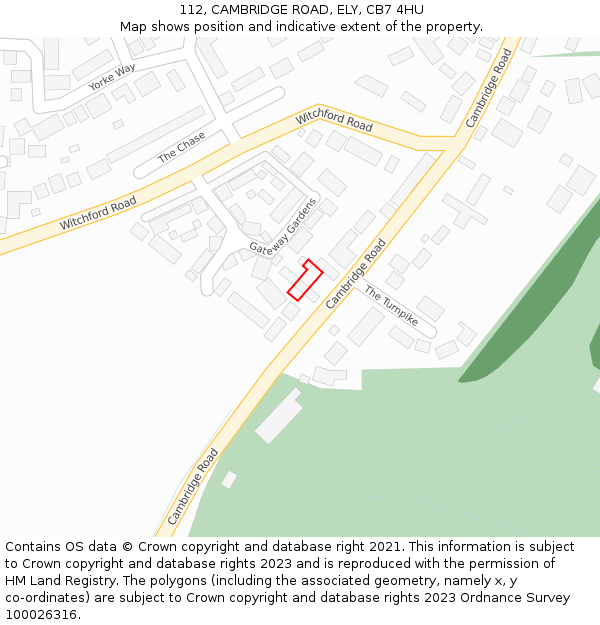 112, CAMBRIDGE ROAD, ELY, CB7 4HU: Location map and indicative extent of plot