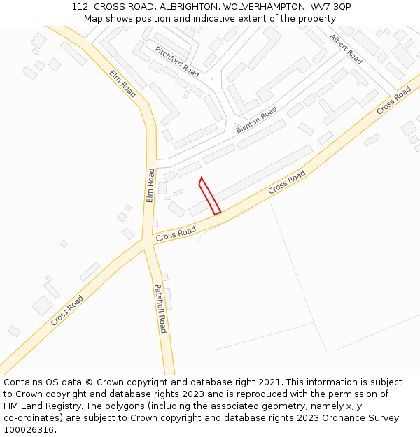 112, CROSS ROAD, ALBRIGHTON, WOLVERHAMPTON, WV7 3QP: Location map and indicative extent of plot