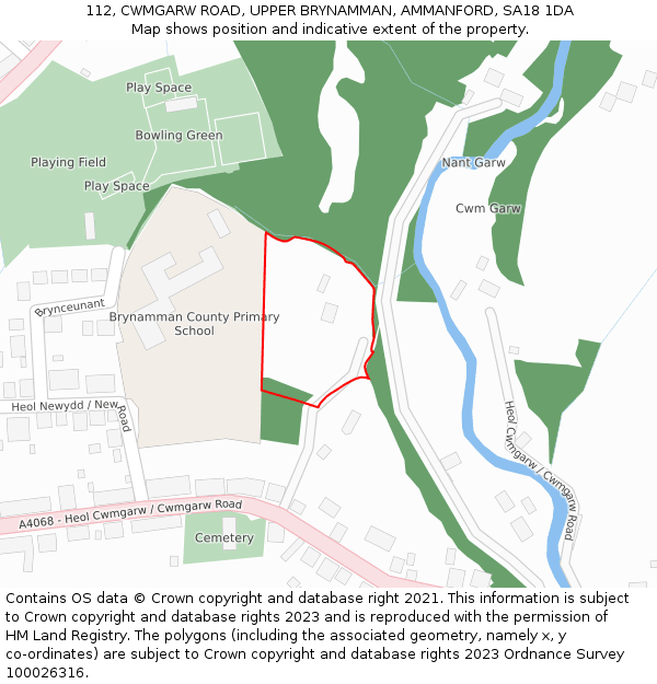 112, CWMGARW ROAD, UPPER BRYNAMMAN, AMMANFORD, SA18 1DA: Location map and indicative extent of plot