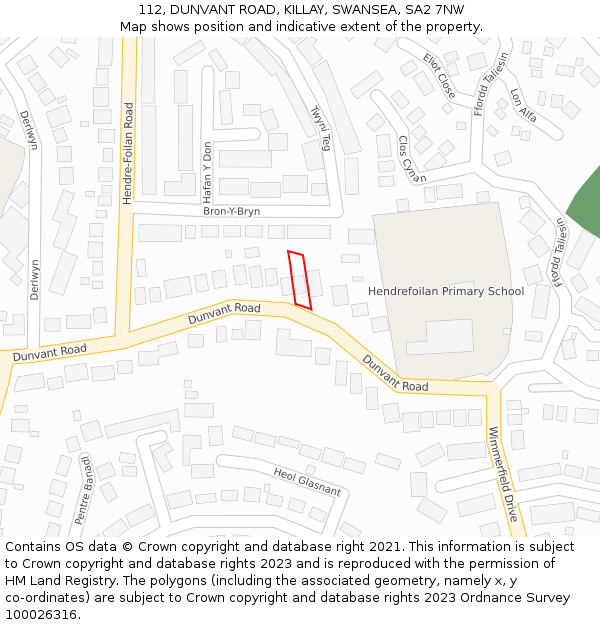 112, DUNVANT ROAD, KILLAY, SWANSEA, SA2 7NW: Location map and indicative extent of plot