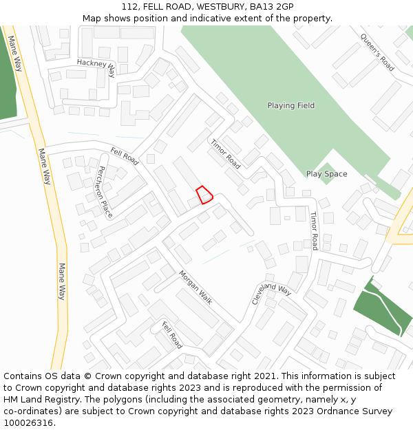 112, FELL ROAD, WESTBURY, BA13 2GP: Location map and indicative extent of plot