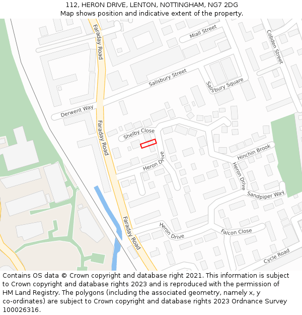 112, HERON DRIVE, LENTON, NOTTINGHAM, NG7 2DG: Location map and indicative extent of plot