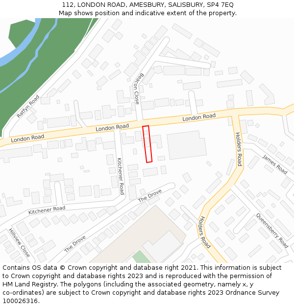 112, LONDON ROAD, AMESBURY, SALISBURY, SP4 7EQ: Location map and indicative extent of plot