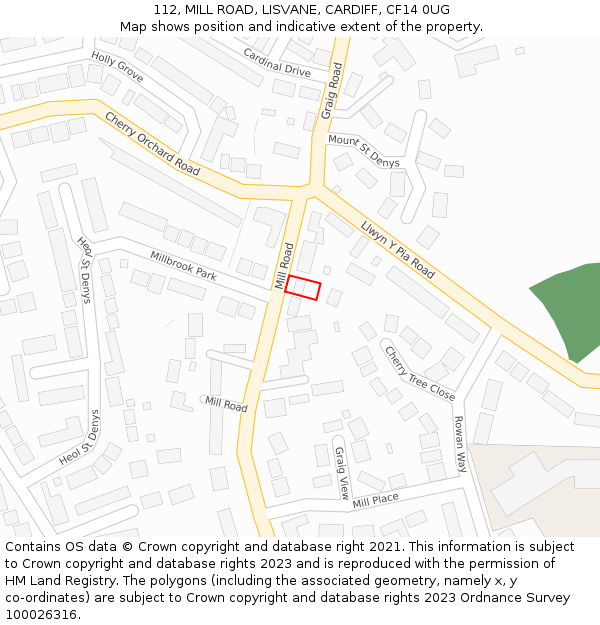 112, MILL ROAD, LISVANE, CARDIFF, CF14 0UG: Location map and indicative extent of plot