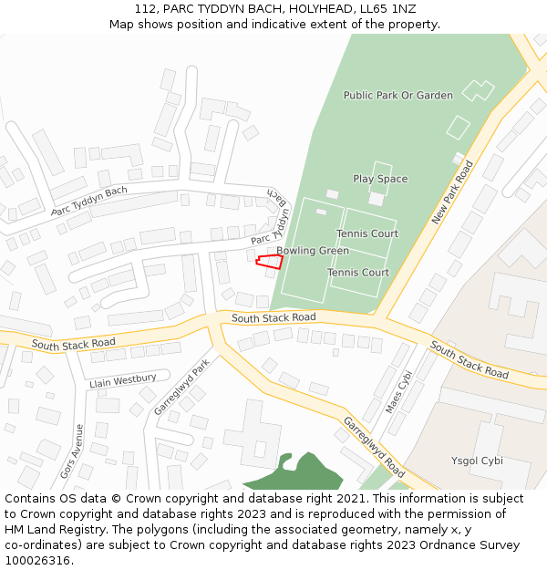 112, PARC TYDDYN BACH, HOLYHEAD, LL65 1NZ: Location map and indicative extent of plot