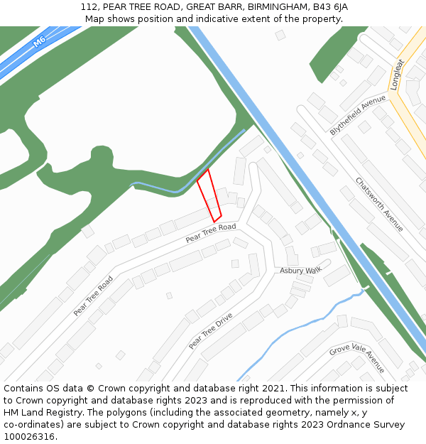 112, PEAR TREE ROAD, GREAT BARR, BIRMINGHAM, B43 6JA: Location map and indicative extent of plot