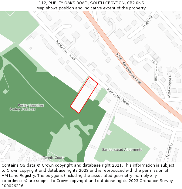 112, PURLEY OAKS ROAD, SOUTH CROYDON, CR2 0NS: Location map and indicative extent of plot