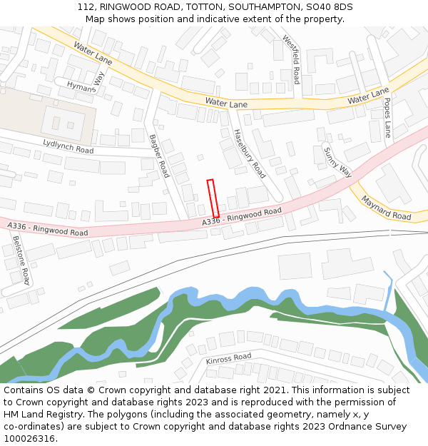 112, RINGWOOD ROAD, TOTTON, SOUTHAMPTON, SO40 8DS: Location map and indicative extent of plot