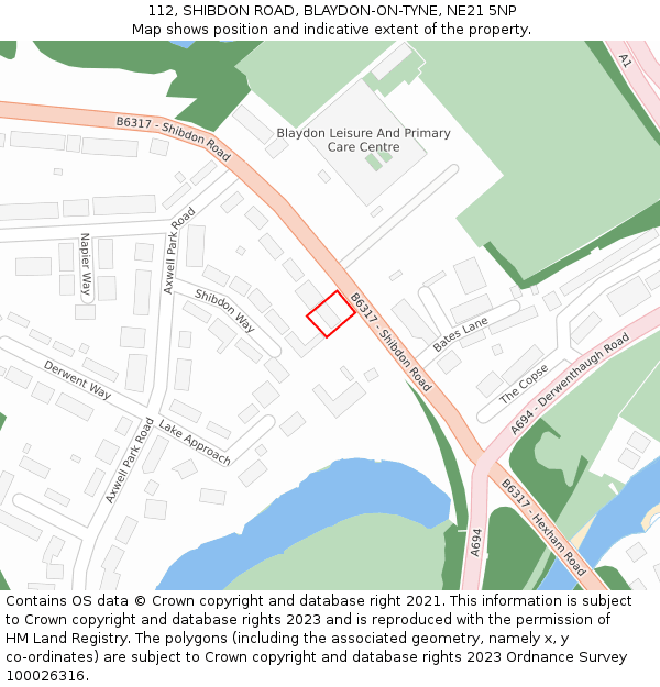 112, SHIBDON ROAD, BLAYDON-ON-TYNE, NE21 5NP: Location map and indicative extent of plot