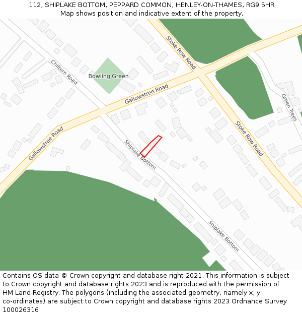 112, SHIPLAKE BOTTOM, PEPPARD COMMON, HENLEY-ON-THAMES, RG9 5HR: Location map and indicative extent of plot