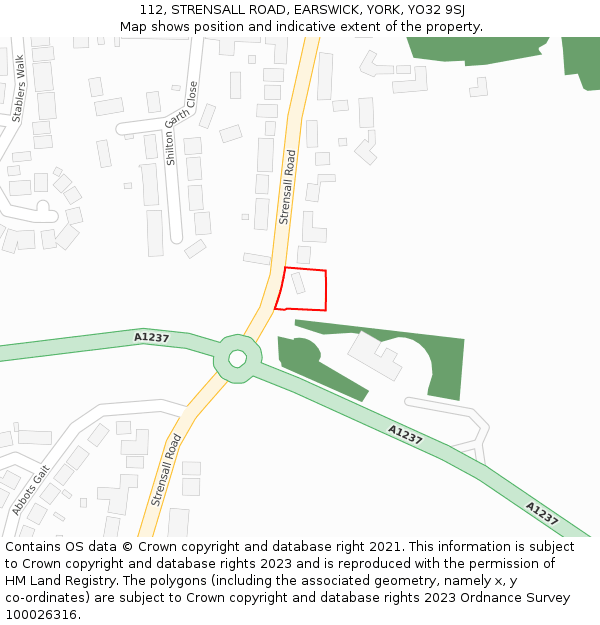 112, STRENSALL ROAD, EARSWICK, YORK, YO32 9SJ: Location map and indicative extent of plot