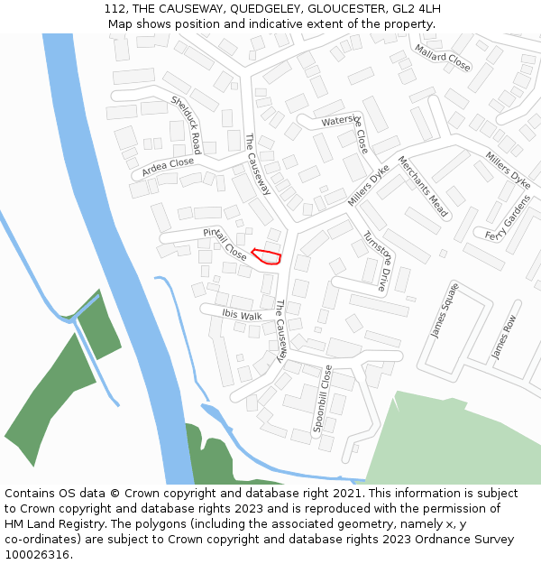 112, THE CAUSEWAY, QUEDGELEY, GLOUCESTER, GL2 4LH: Location map and indicative extent of plot