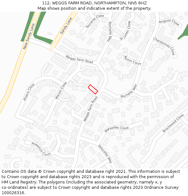 112, WEGGS FARM ROAD, NORTHAMPTON, NN5 6HZ: Location map and indicative extent of plot