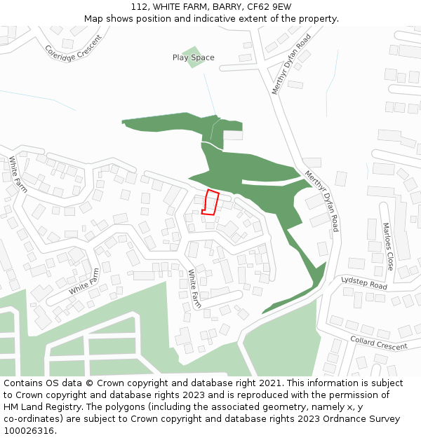 112, WHITE FARM, BARRY, CF62 9EW: Location map and indicative extent of plot