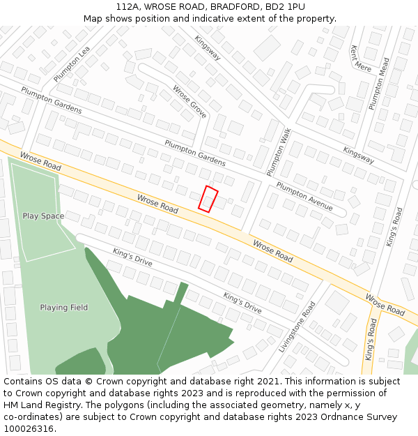 112A, WROSE ROAD, BRADFORD, BD2 1PU: Location map and indicative extent of plot