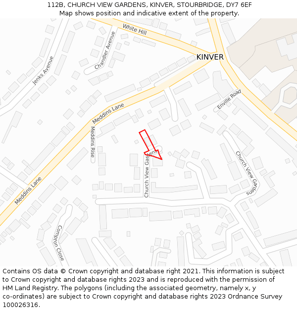 112B, CHURCH VIEW GARDENS, KINVER, STOURBRIDGE, DY7 6EF: Location map and indicative extent of plot