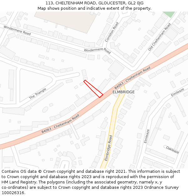 113, CHELTENHAM ROAD, GLOUCESTER, GL2 0JG: Location map and indicative extent of plot