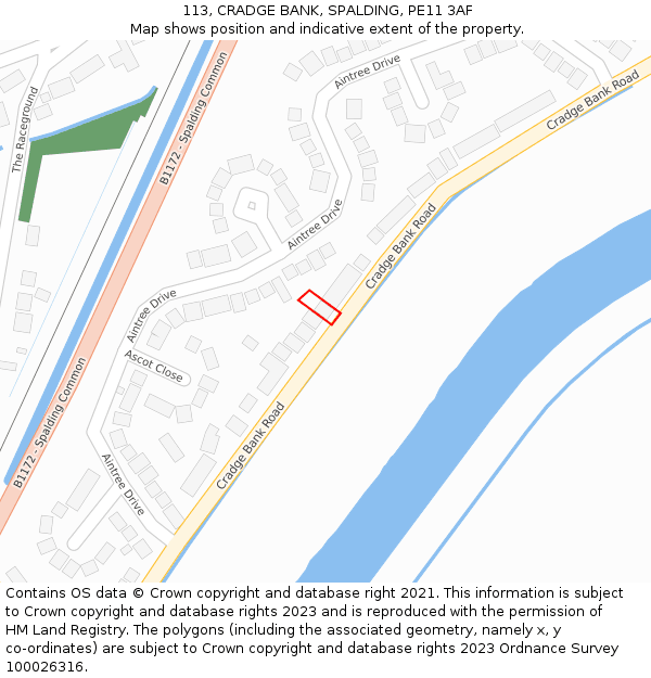 113, CRADGE BANK, SPALDING, PE11 3AF: Location map and indicative extent of plot