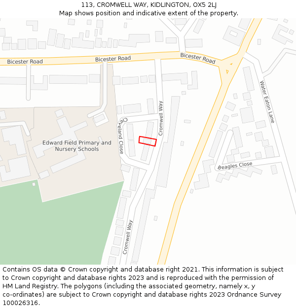 113, CROMWELL WAY, KIDLINGTON, OX5 2LJ: Location map and indicative extent of plot