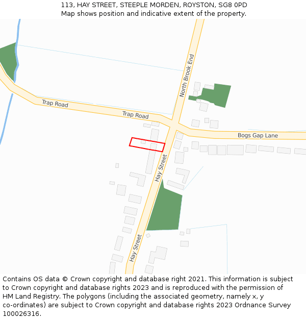 113, HAY STREET, STEEPLE MORDEN, ROYSTON, SG8 0PD: Location map and indicative extent of plot