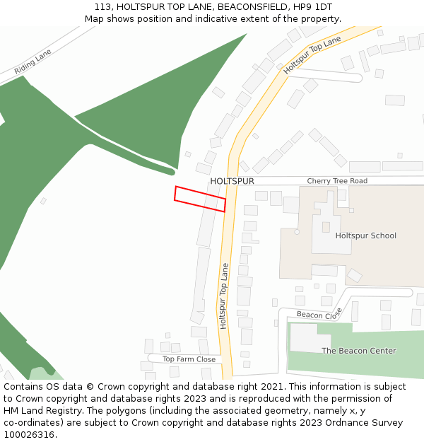 113, HOLTSPUR TOP LANE, BEACONSFIELD, HP9 1DT: Location map and indicative extent of plot