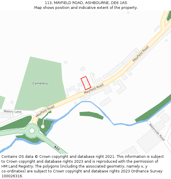 113, MAYFIELD ROAD, ASHBOURNE, DE6 1AS: Location map and indicative extent of plot