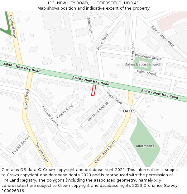 113, NEW HEY ROAD, HUDDERSFIELD, HD3 4FL: Location map and indicative extent of plot