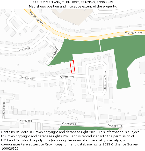 113, SEVERN WAY, TILEHURST, READING, RG30 4HW: Location map and indicative extent of plot