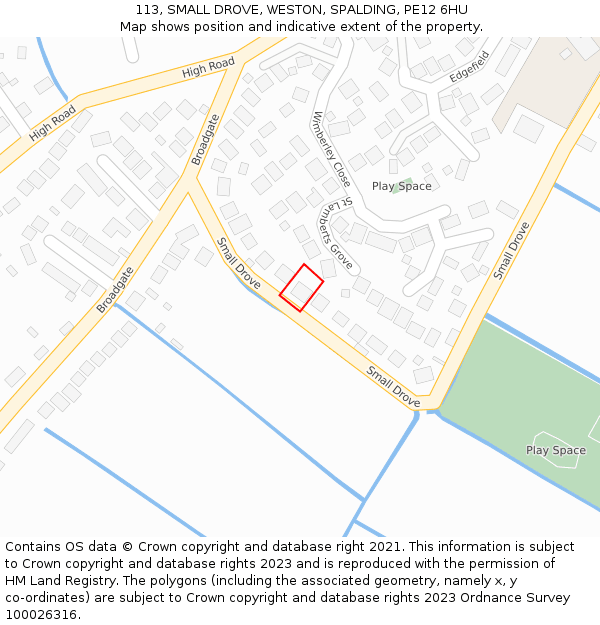 113, SMALL DROVE, WESTON, SPALDING, PE12 6HU: Location map and indicative extent of plot