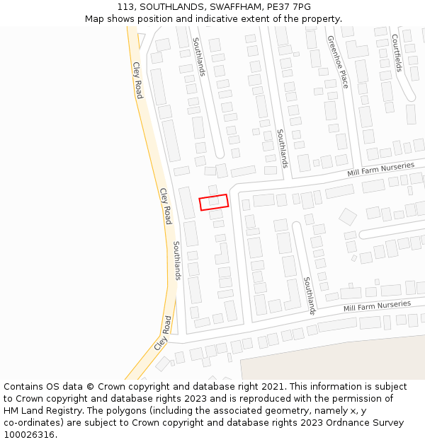 113, SOUTHLANDS, SWAFFHAM, PE37 7PG: Location map and indicative extent of plot