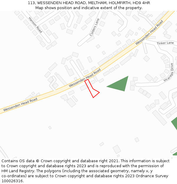 113, WESSENDEN HEAD ROAD, MELTHAM, HOLMFIRTH, HD9 4HR: Location map and indicative extent of plot