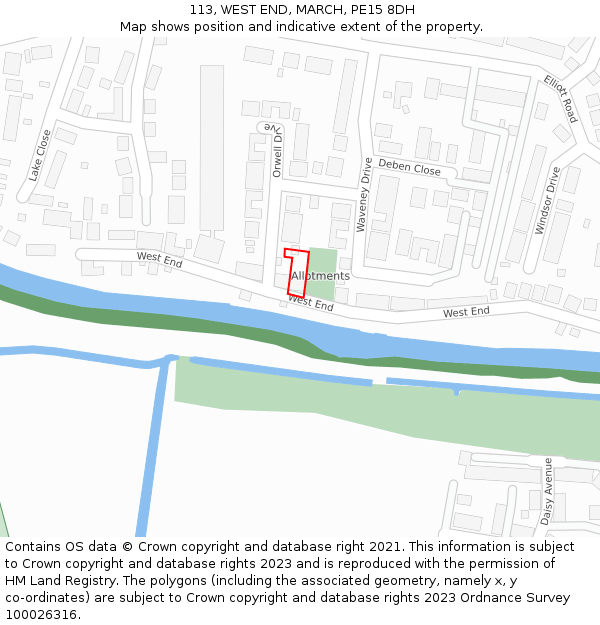 113, WEST END, MARCH, PE15 8DH: Location map and indicative extent of plot