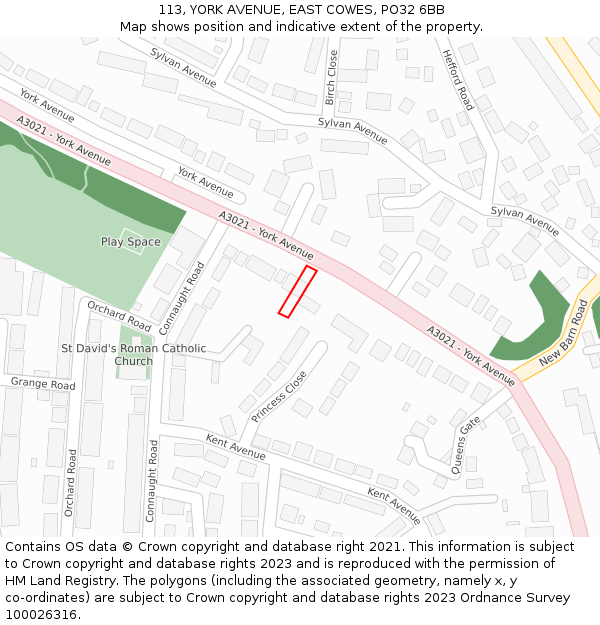 113, YORK AVENUE, EAST COWES, PO32 6BB: Location map and indicative extent of plot