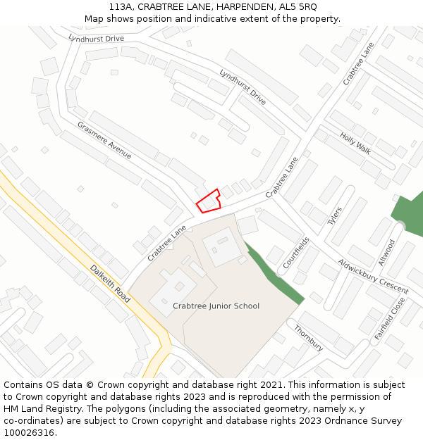 113A, CRABTREE LANE, HARPENDEN, AL5 5RQ: Location map and indicative extent of plot
