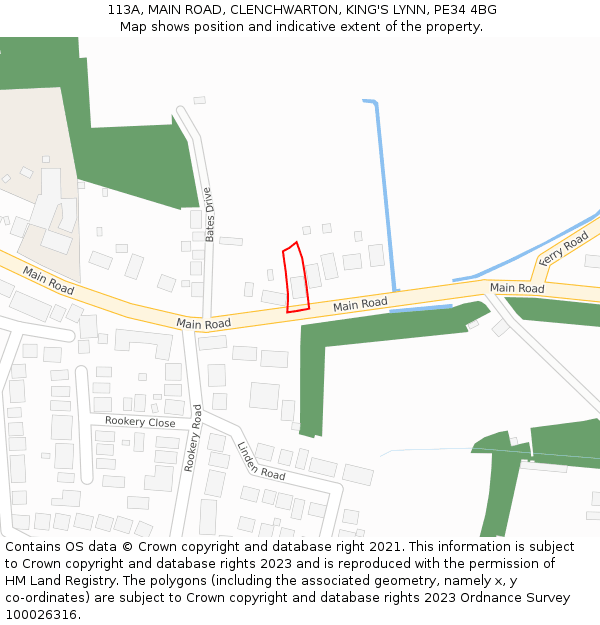 113A, MAIN ROAD, CLENCHWARTON, KING'S LYNN, PE34 4BG: Location map and indicative extent of plot