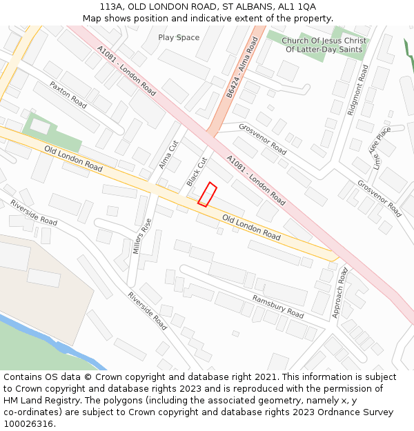 113A, OLD LONDON ROAD, ST ALBANS, AL1 1QA: Location map and indicative extent of plot