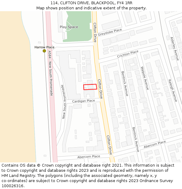 114, CLIFTON DRIVE, BLACKPOOL, FY4 1RR: Location map and indicative extent of plot