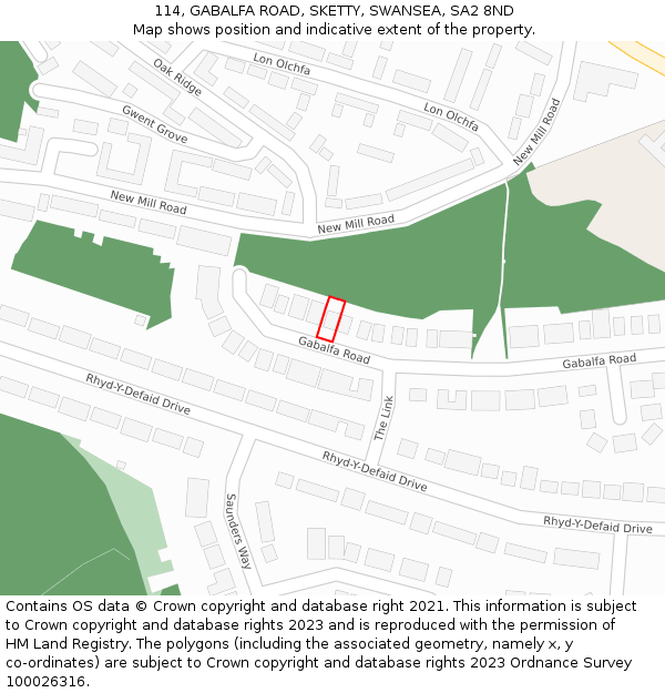 114, GABALFA ROAD, SKETTY, SWANSEA, SA2 8ND: Location map and indicative extent of plot