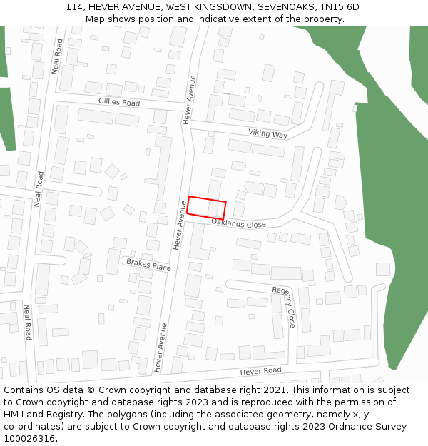 114, HEVER AVENUE, WEST KINGSDOWN, SEVENOAKS, TN15 6DT: Location map and indicative extent of plot