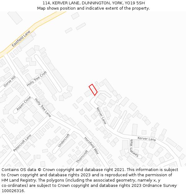 114, KERVER LANE, DUNNINGTON, YORK, YO19 5SH: Location map and indicative extent of plot