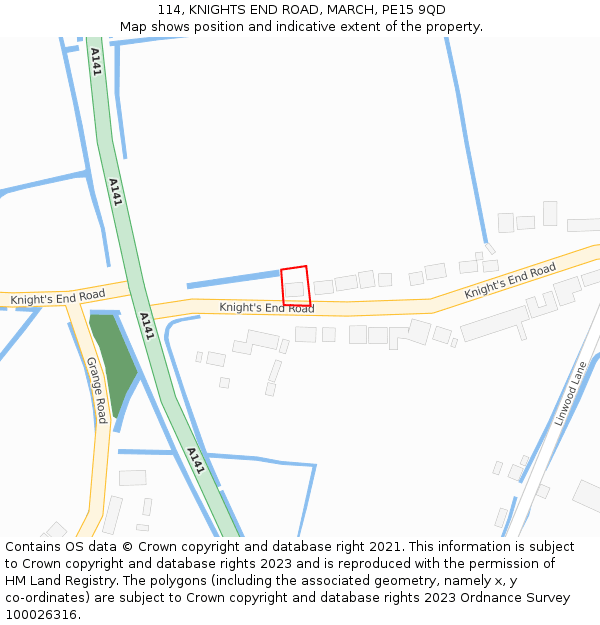 114, KNIGHTS END ROAD, MARCH, PE15 9QD: Location map and indicative extent of plot