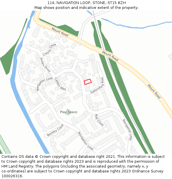 114, NAVIGATION LOOP, STONE, ST15 8ZH: Location map and indicative extent of plot