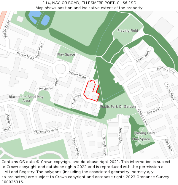 114, NAYLOR ROAD, ELLESMERE PORT, CH66 1SD: Location map and indicative extent of plot