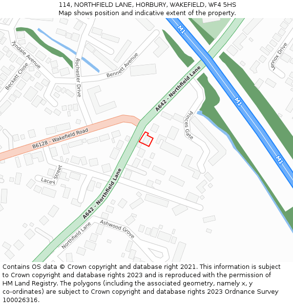 114, NORTHFIELD LANE, HORBURY, WAKEFIELD, WF4 5HS: Location map and indicative extent of plot