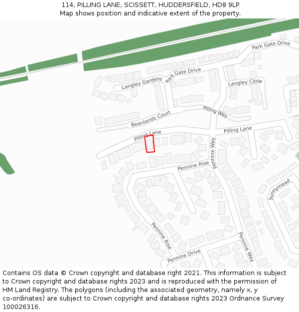 114, PILLING LANE, SCISSETT, HUDDERSFIELD, HD8 9LP: Location map and indicative extent of plot