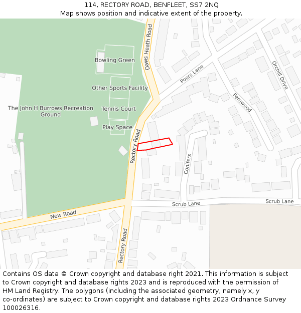 114, RECTORY ROAD, BENFLEET, SS7 2NQ: Location map and indicative extent of plot